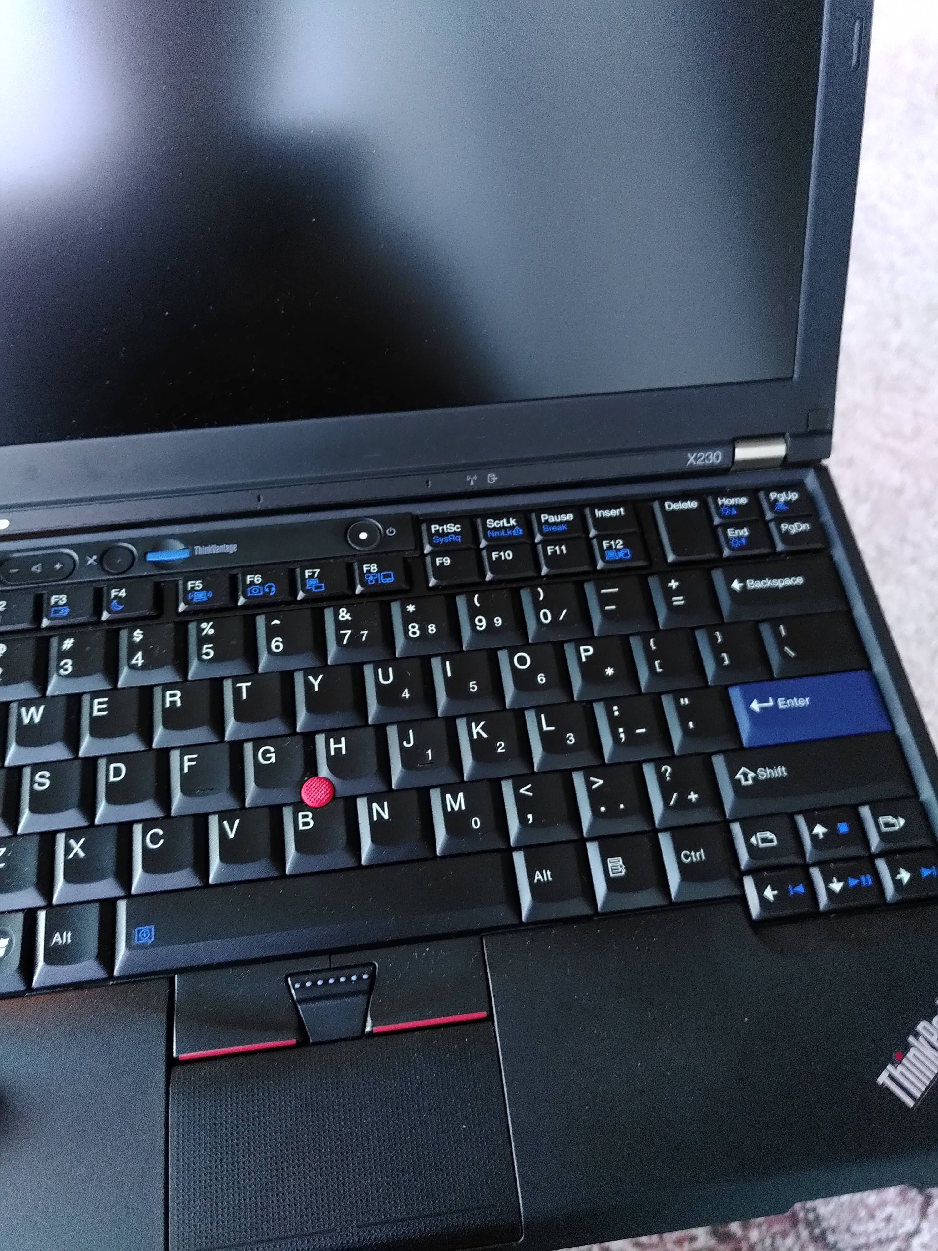 Closeup of the keyboard on a Thinkpad x230, but it's not actually an x230 keyboard.